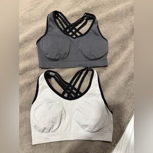 Women's Strappy Sports Bra Set - Gray and White
